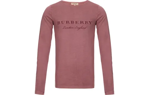 Burberry T Shirts Men's Brick Red Crew Neck Moderate Straight Fit