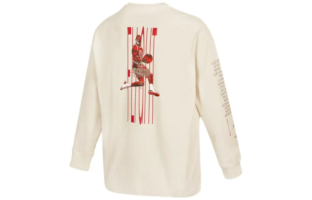 Jordan T Shirts Men's Ecru Crew Neck Moderate Straight Fit