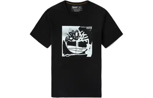 Timberland T Shirts Men's Black Crew Neck Moderate Straight Fit