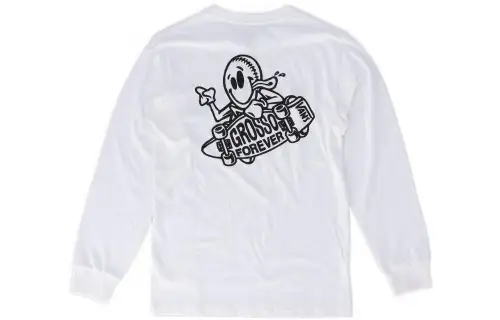Vans GROSSO SKATE T Shirts Men's White Crew Neck Moderate Straight Fit