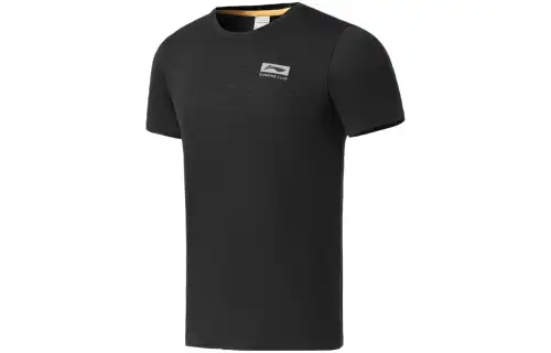 Li Ning Running Collection T Shirts Men's Black Crew Neck Moderate Straight Fit