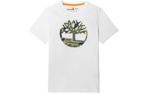Timberland T-Shirts Men's White Crew Neck Moderate Straight Fit