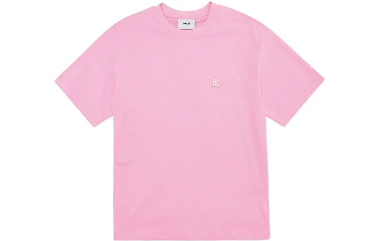 MLB Basic Logo T-Shirts Unisex Pink Crew Neck Moderate Straight Fit