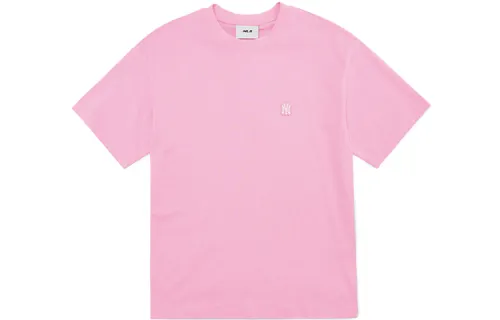 MLB Base Logo T Shirts Unisex Pink Crew Neck Moderate Straight Fit