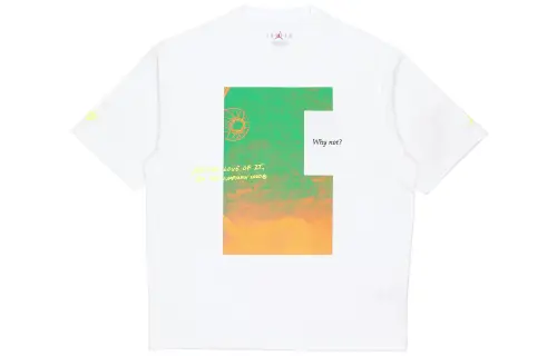 Jordan Why Not T Shirts Men's White Crew Neck Moderate Straight Fit