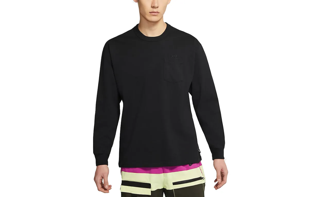 Nike T-Shirts Men's Black Crew Neck Moderate Straight Fit