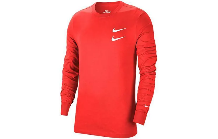 Nike T-Shirts Men's Red Crew Neck Moderate Straight Fit