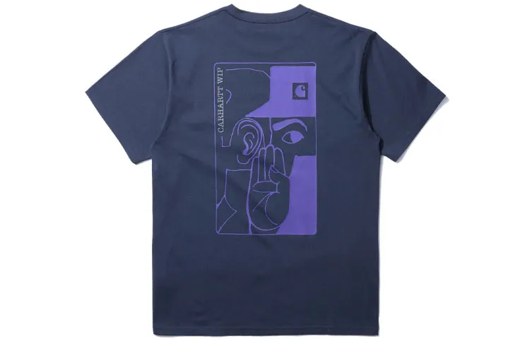 Carhartt WIP T-Shirts Men's Navy Blue Crew Neck Moderate Straight Fit