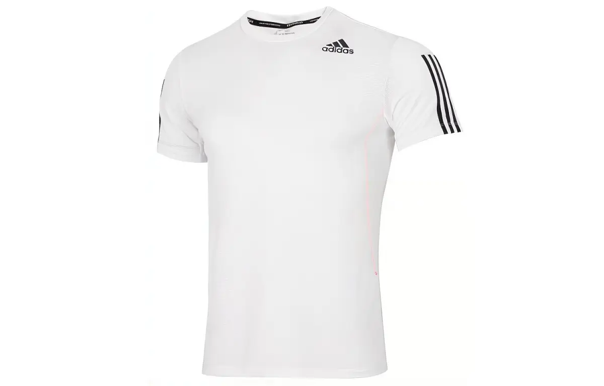 Adidas T-Shirts Men's White Crew Neck Moderate Straight Fit