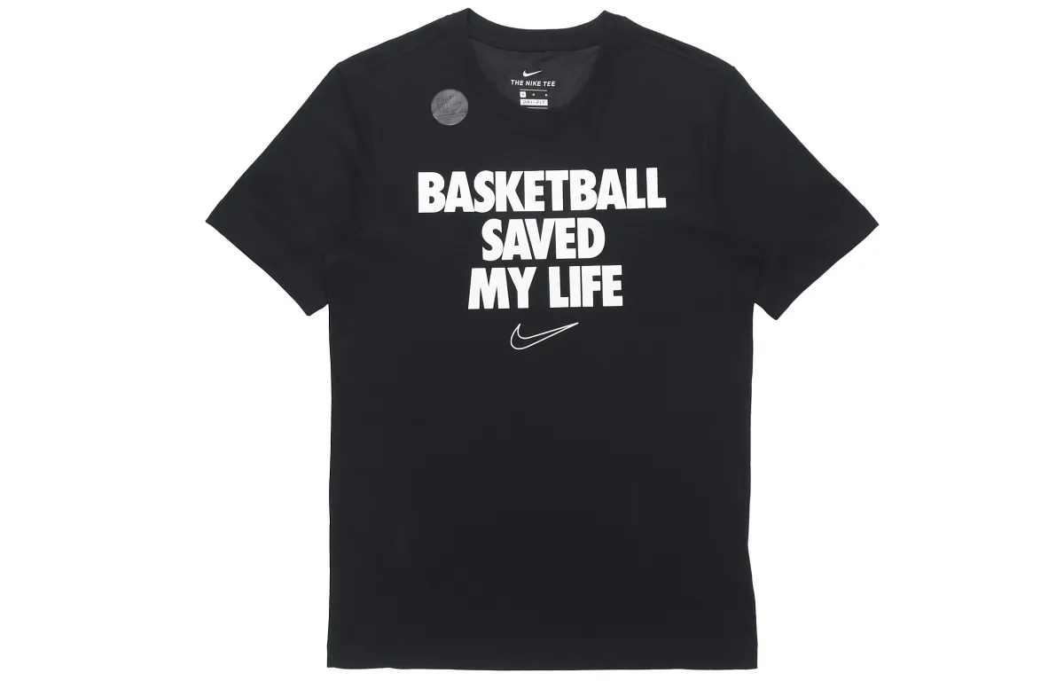 Nike T-Shirts Men's Black Crew Neck Moderate Straight Fit