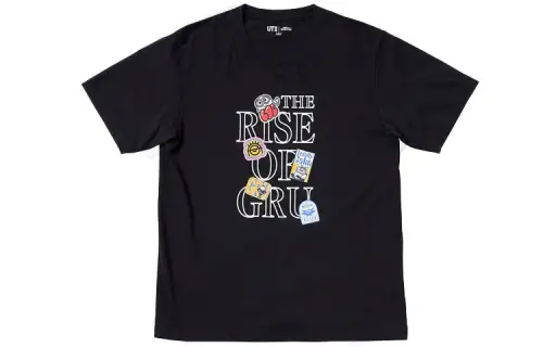 UNIQLO T Shirts Unisex Black Crew Neck Moderate Straight Fit