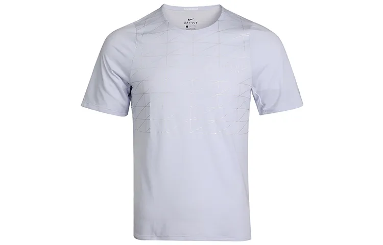Nike T-Shirts Men's Purple Crew Neck Moderate Straight Fit