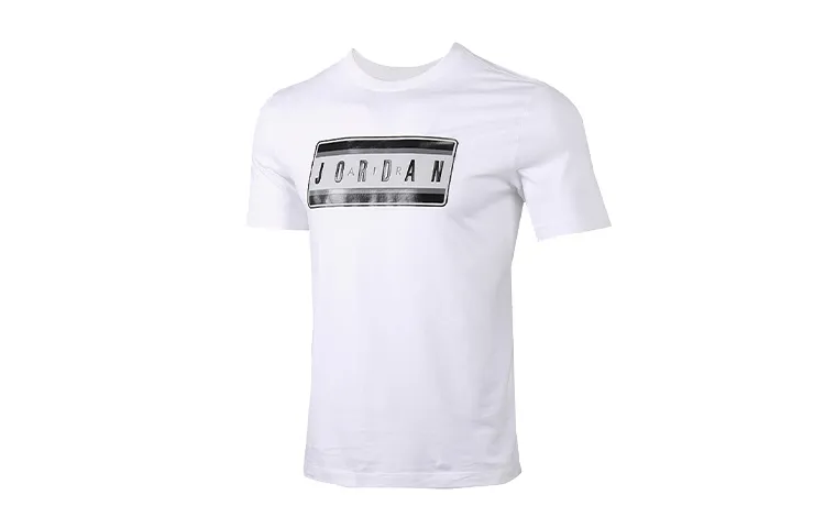 Jordan T-Shirts Men's White Crew Neck Moderate Straight Fit