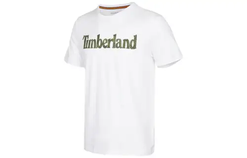 Timberland T Shirts Men's White Crew Neck Moderate Straight Fit