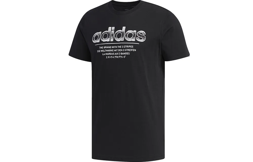 Adidas T-Shirts Men's Black Crew Neck Moderate Straight Fit