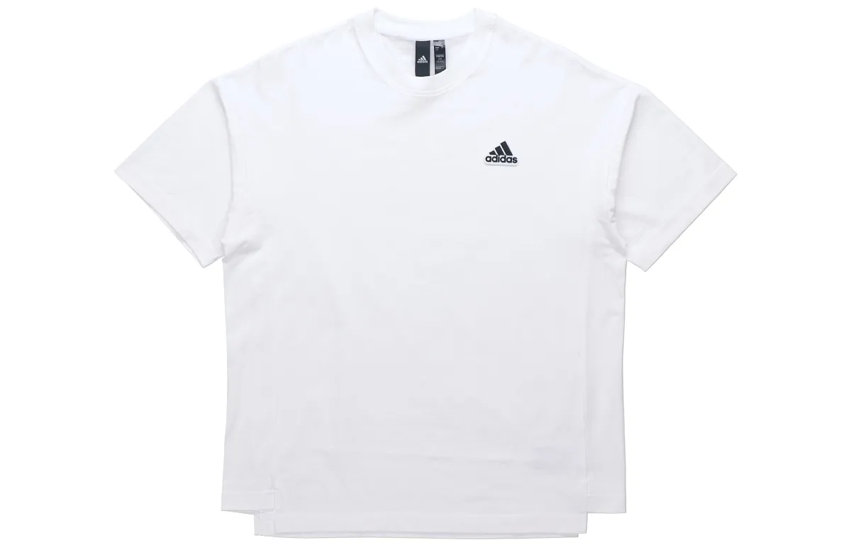 Adidas T-Shirts Men's White Crew Neck Moderate Straight Fit
