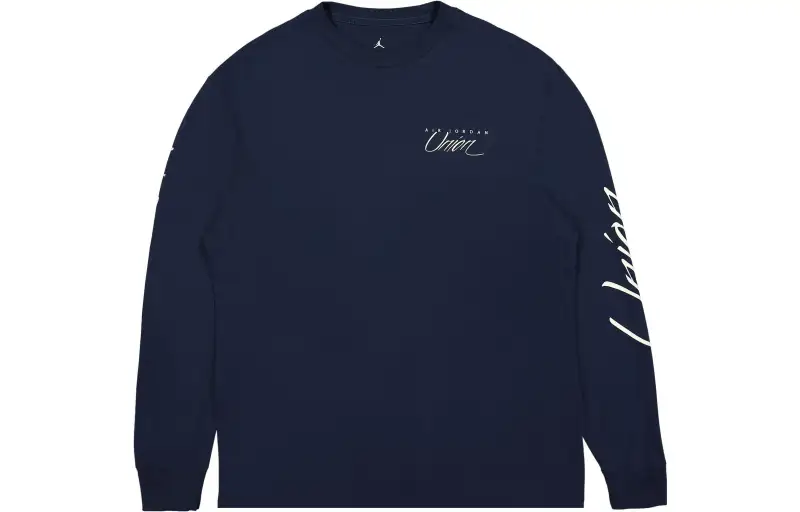 Jordan X Union Jordan X UNION T Shirts Unisex Dark Blue Crew Neck Moderate Straight Fit