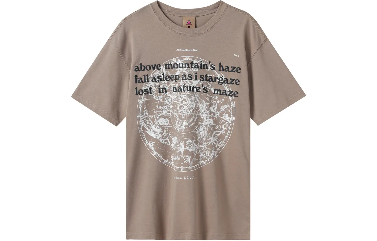 Nike ACG T-Shirts Men's Khaki Crew Neck Moderate Straight Fit