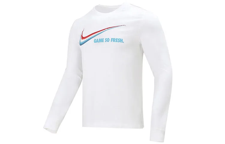 Nike T-Shirts Men's White Crew Neck Moderate Straight Fit