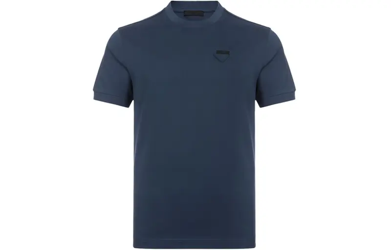 PRADA T Shirts Men's Uniform Blue Crew Neck Moderate Straight Fit
