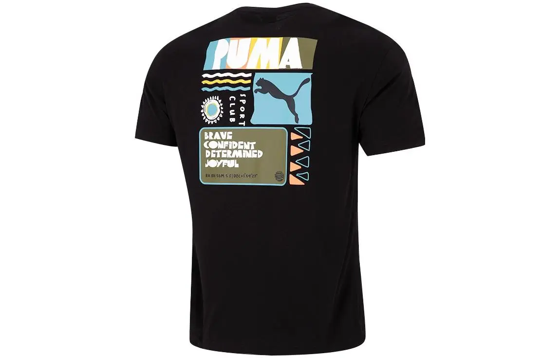 PUMA T-Shirts Men's Black Crew Neck Moderate Straight Fit