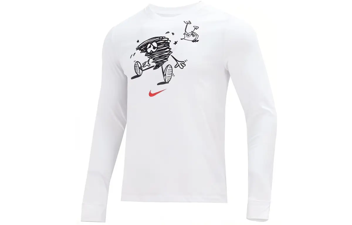 Nike T-Shirts Men's White Crew Neck Moderate Straight Fit
