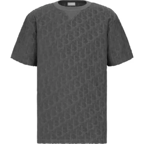 DIOR Quarterly New Products T Shirts Men's Gray Crew Neck Moderate Straight Fit