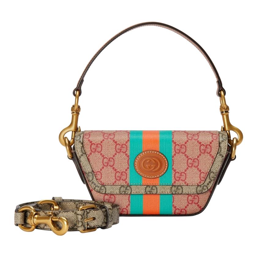 Женская сумка Gucci (коричнево-розовая)