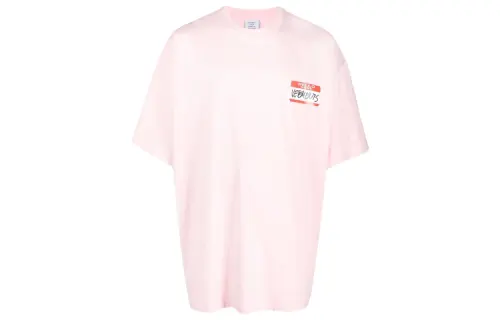 Vetements T Shirts Unisex Pink Crew Neck Regular Straight Fit