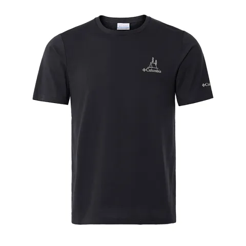 Columbia T-Shirts Men's Black Crew Neck Moderate Straight Fit
