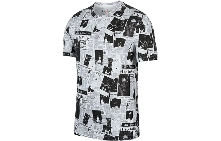 Jordan T-Shirts Men's Gray Crew Neck Moderate Straight Fit