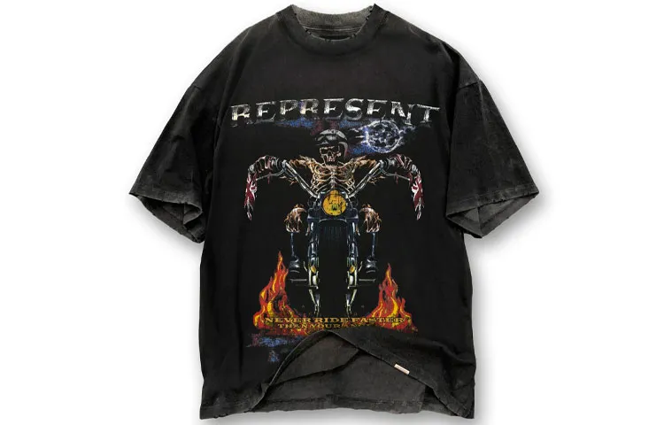 REPRESENT T Shirts Men's Black Crew Neck Moderate Straight Fit
