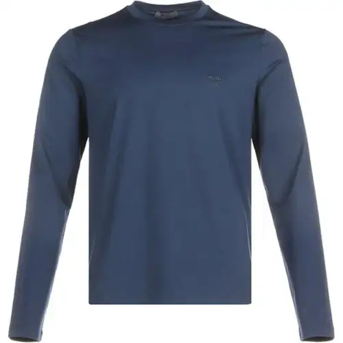 PRADA T Shirts Men's Navy Crew Neck Moderate Straight Fit