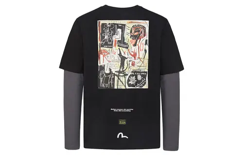 EVISU Straight Fit Long Sleeved T Shirt Men's Black