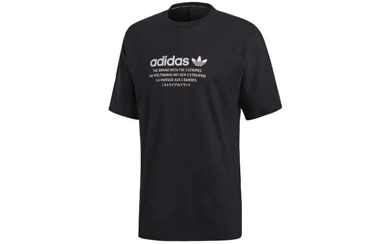 Adidas Originals T-Shirts Men's Black Crew Neck Moderate Straight Fit