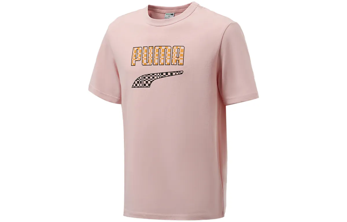 PUMA T-Shirts Men's Pink Crew Neck Moderate