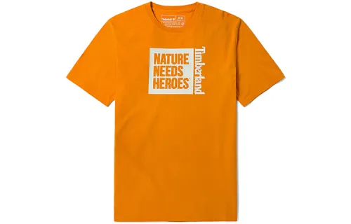 Timberland T Shirts Men's Dark Carrot Cheese Color Crew Neck Moderate Straight Fit