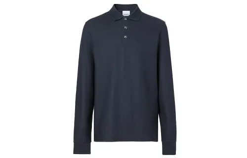 Burberry Polo Shirts Men's Marine Blue Polo Collar Moderate Straight Fit
