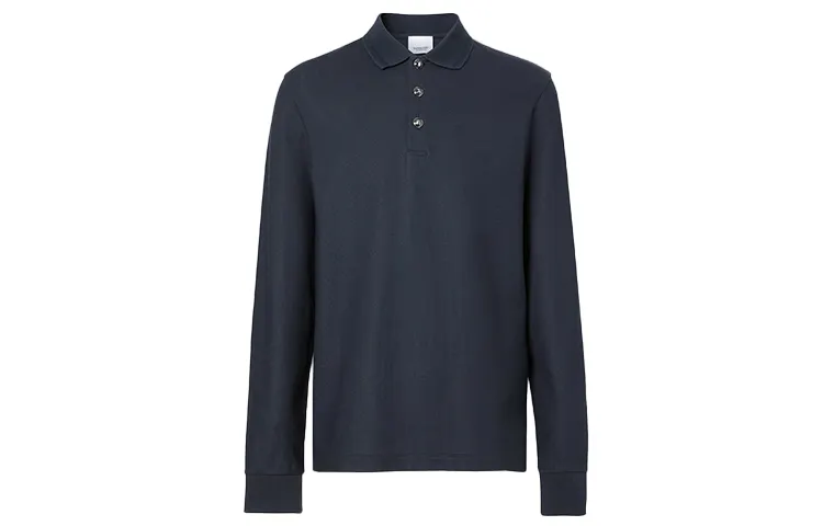 Burberry Polo Shirts Men's Marine Blue Polo Collar Moderate Straight Fit