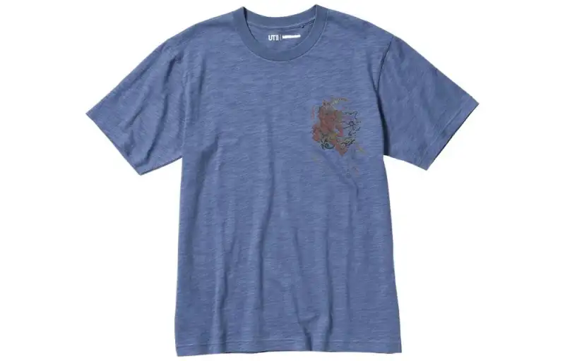 UNIQLO T Shirts Unisex Royal Blue Crew Neck Moderate Other