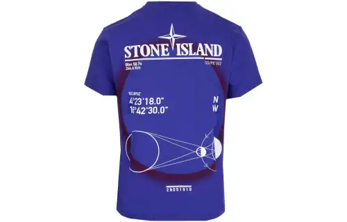 STONE ISLAND T Shirts Men's Blue Crew Neck Moderate Straight Fit