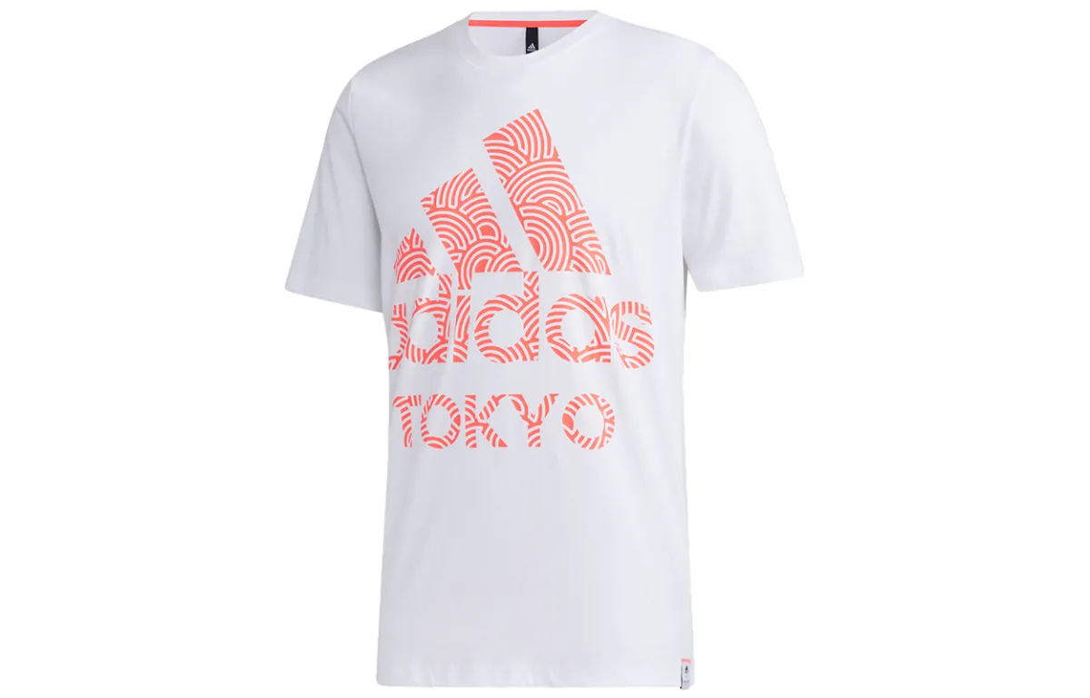 Adidas T-Shirts Men's White Crew Neck Moderate Straight Fit