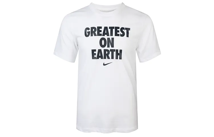 Nike T-Shirts Men's White Crew Neck Moderate Straight Fit