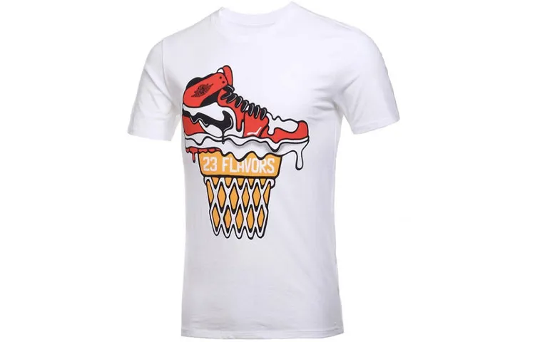 Jordan Air T-Shirts Men's White Crew Neck Moderate Straight Fit