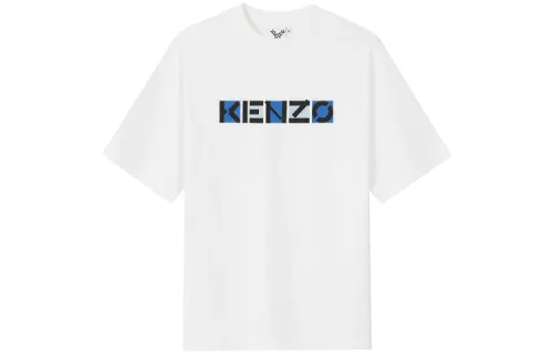KENZO Letter Logo T Shirts Men's White Crew Neck Moderate Straight Fit