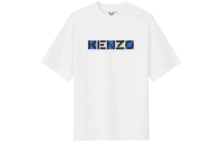 KENZO Letter Logo T Shirts Men's White Crew Neck Moderate Straight Fit