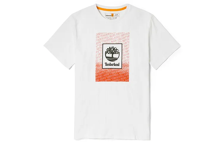 Timberland T-Shirts Men's White Crew Neck Moderate Straight Fit