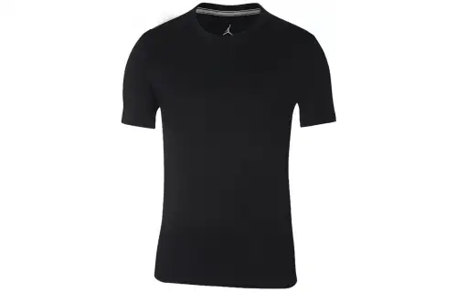 Jordan T Shirts Men's Black Crew Neck Moderate Straight Fit