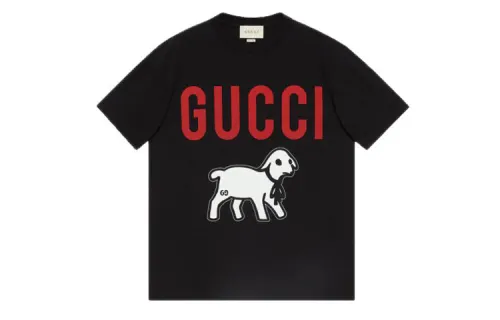 GUCCI T Shirts Men's Black Crew Neck Moderate Straight Fit