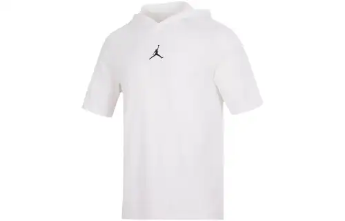 Jordan T Shirts Men's White Hooded Non Detachable Moderate Straight Fit